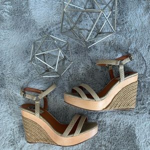 Lanvin Snakeprint Leather Wood Wedges